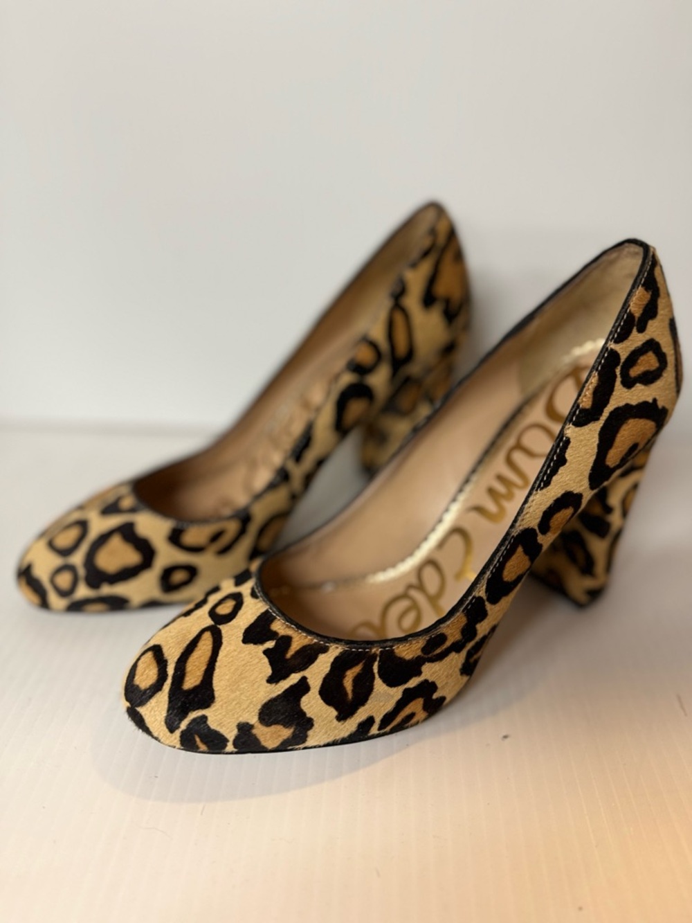 Sam Edelman Leopard-Print Block Heel - Tan/Black Stillson calf hair pump